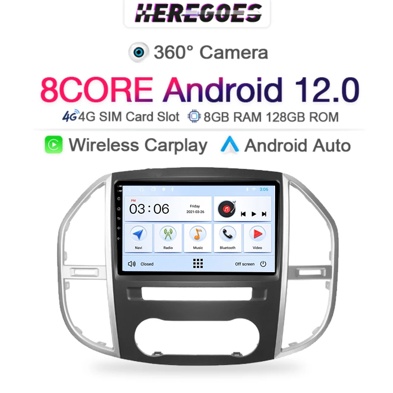 Carplay 2Din Android 12 Автомагнитола для Mercedes Benz W447 Vito 3 2014 - 2020 8G + 128Gb Мультимедийное видео 4G LTE Wifi Стерео Аудио Изображение 0