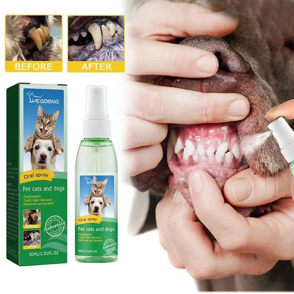 Yegbong Pet Спрей для чистки зубов Собака Кошка Домашние животные Галитоз Неприятный запах изо рта Удаление и удаление свежего пятна N9X5 Изображение 1