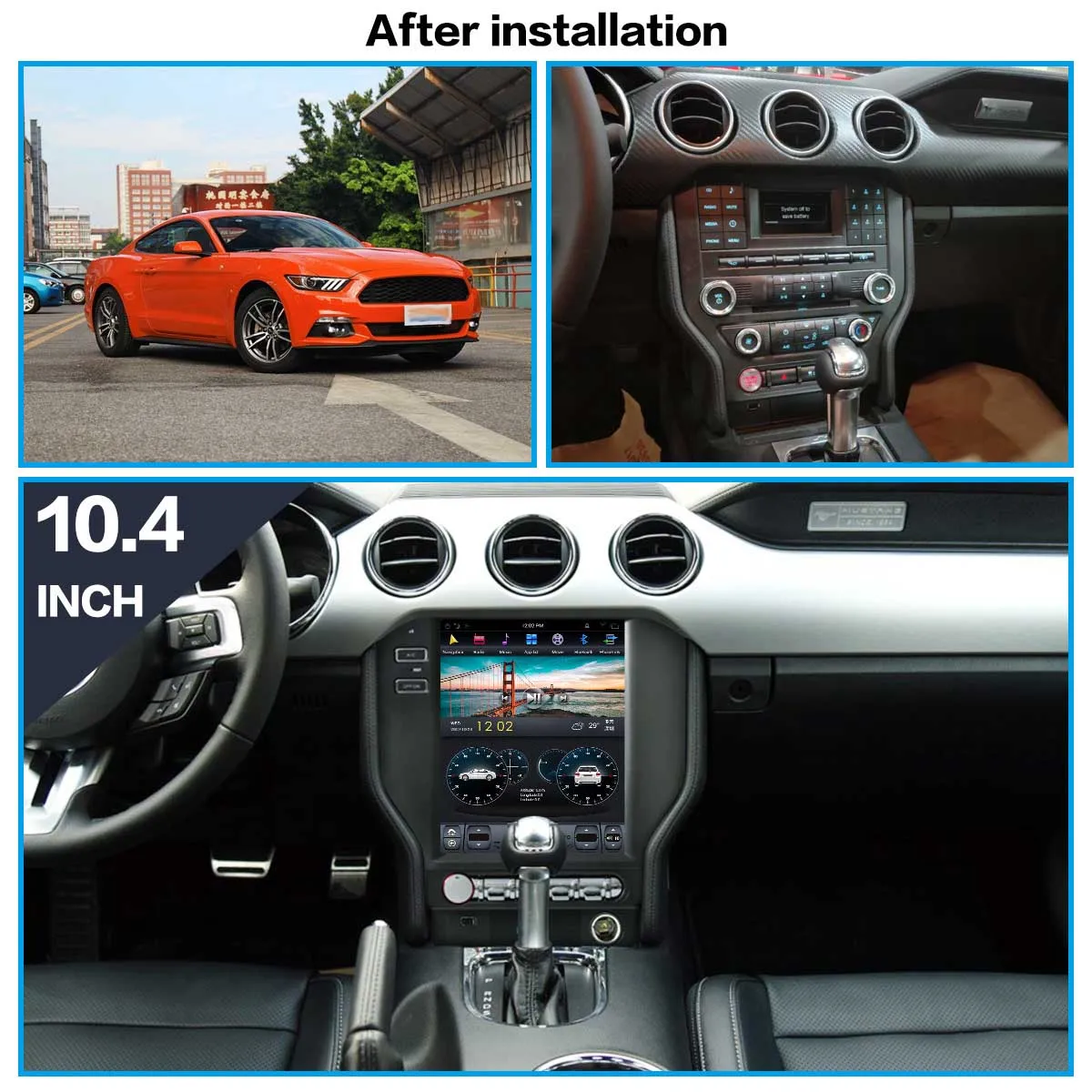 Для Ford Mustang 2015-2019 Tesla Экран Android Px6 Авто Мультимедиа Стереоплеер Carplay GPS Навигационное головное устройство DVD Изображение 1