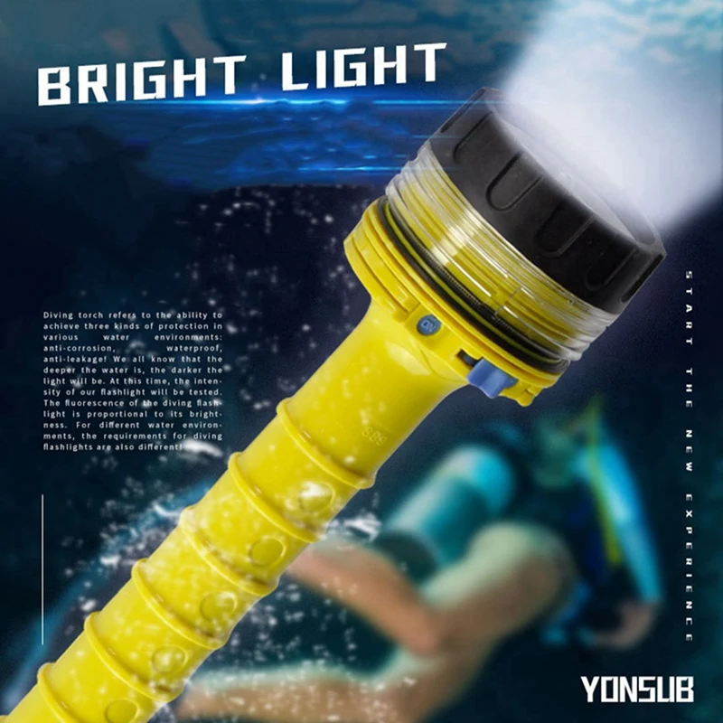 4X Подводный фонарик для подводного плавания Подводный водонепроницаемый светодиодный дайверский свет Подводная охота Светодиодный фонарь для дайвинга Изображение 3