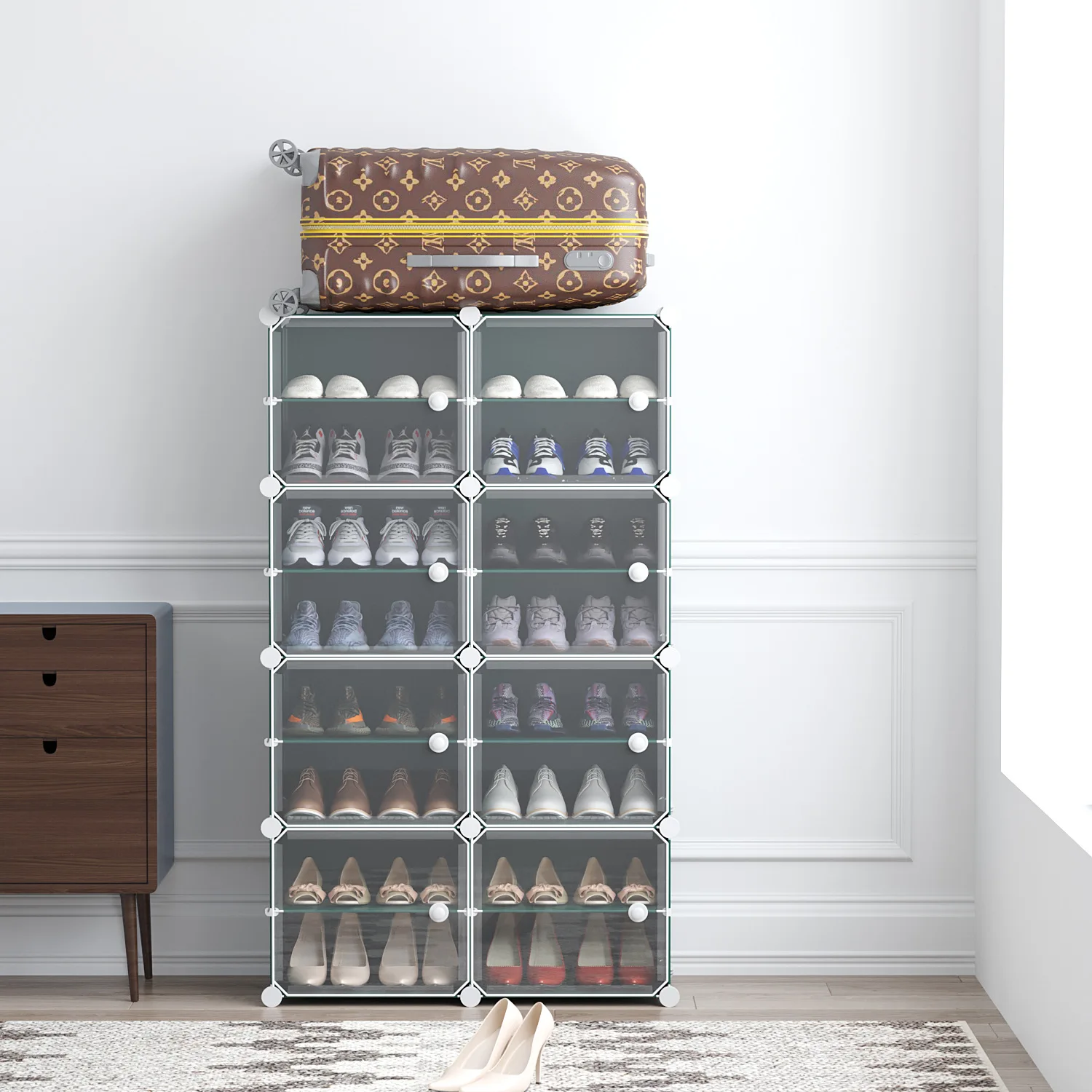 Полка для обуви простой входной шкаф для обуви 2021 новый пыленепроницаемый шкаф для хранения в домашней спальне многослойная полка для обуви в общежитии большой емкости Изображение 3