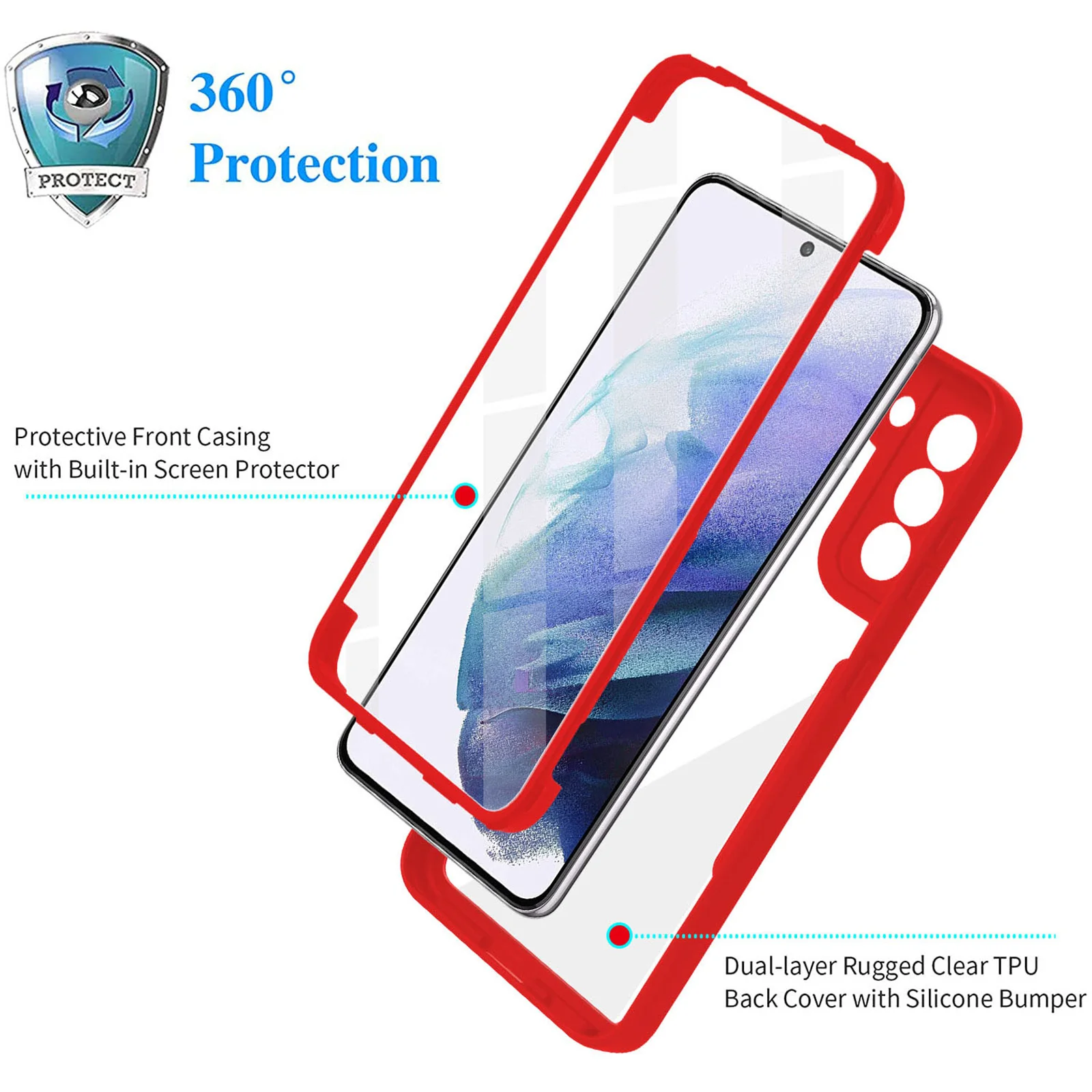 360 Прозрачный чехол для Samsung Galaxy S21 FE S22 S23 Ultra Plus A53 A54 A52 A22 5G A12 A34 Ударопрочный чехол для телефона с полной защитой Изображение 4