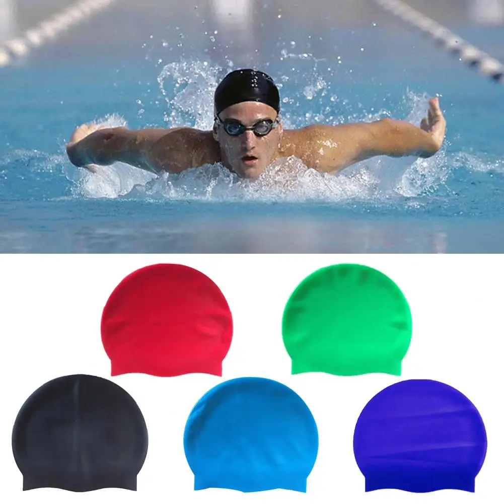 для тренировки эластичная шапочка для плавания силиконовая надевается легко шапочка для плавания длинные волосы для тренировок Изображение 4